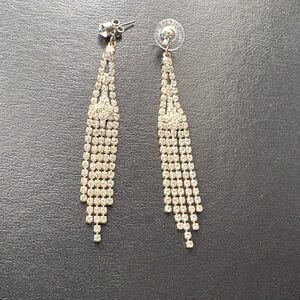 Rhinestone Fringe Drop Earrings in Gold